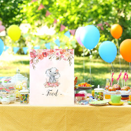 Póster Comida para Baby Shower de Elefante Bebé