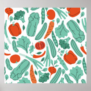 Póster Comida Personalizado ligera: modelo de verduras vi