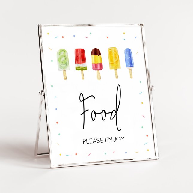 Póster Comida Popsicle Baby Shower (Ready to Pop Baby Shower Food Sign)