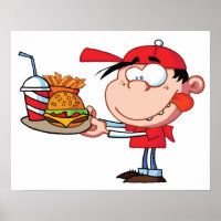 Comida rápida infantil divertida, hamburguesa, fri