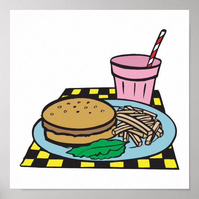 Póster comida rápida retro (Frente)