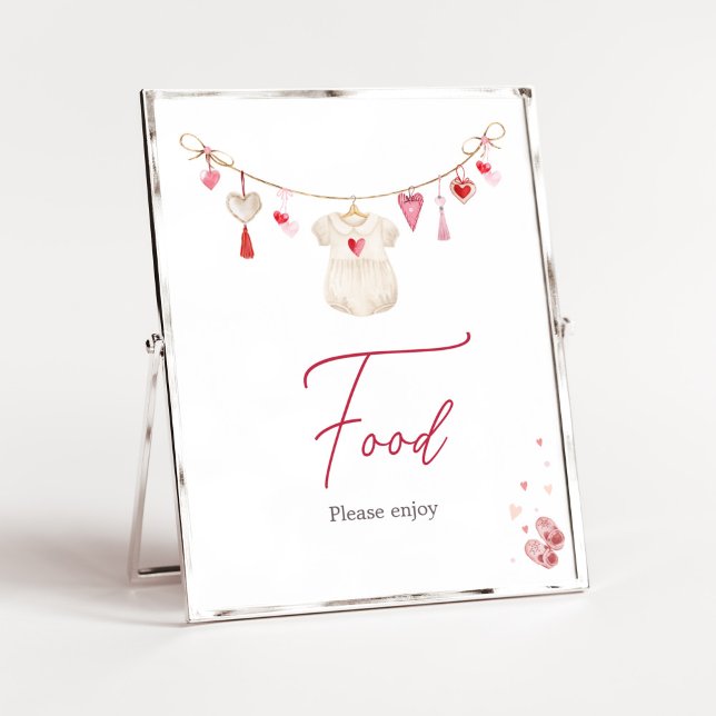 Póster Comida Valentine (A Little Sweetheart Valentine Baby Shower Food Sign)