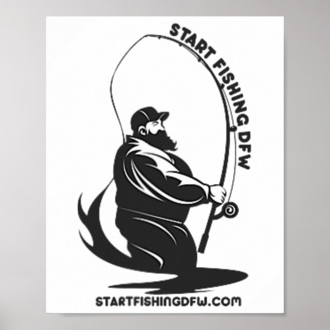 Póster Comienza a pescar Dfw Fishy Fisherman Divertido Am (Frente)