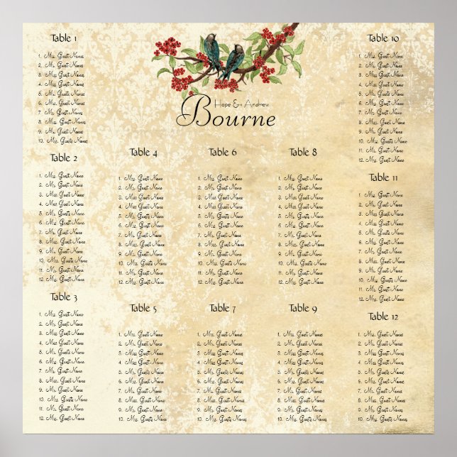 Póster Comienza con la tabla de asientos 12 de $13.20 (Frente)