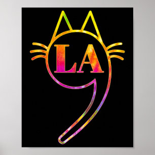 Póster Comma La Kamala Cat Tie Dye Retro Harris 2024 Muje
