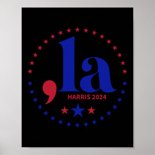Póster Comma La Kamala Harris por la presidenta 2024 Funn