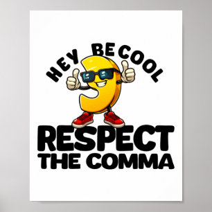 Póster Comma Respeto Reglas gramaticales Diseño Stic de t