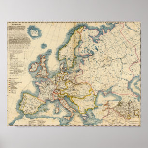 Póster Commerciale Industrial Map of Europe