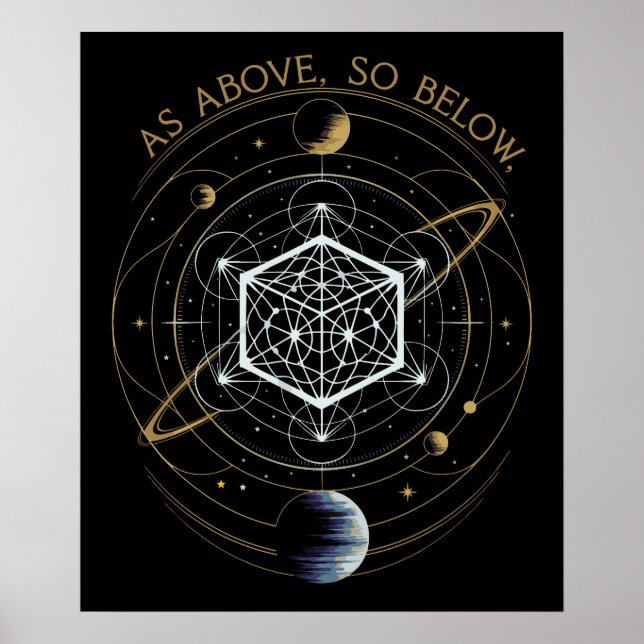 Póster Como Arriba, Muy Abajo - Geometría Sagrada Cósmica (Frente)