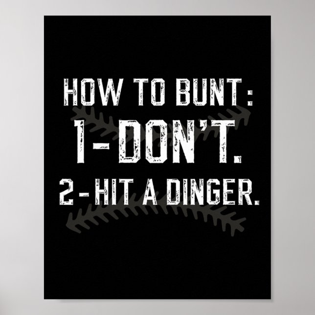 Póster Cómo Buntar No Golpear Un Dinger Divertido Vender  (Frente)