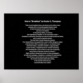 Póster Cómo desayunar de Hunter S Thompson