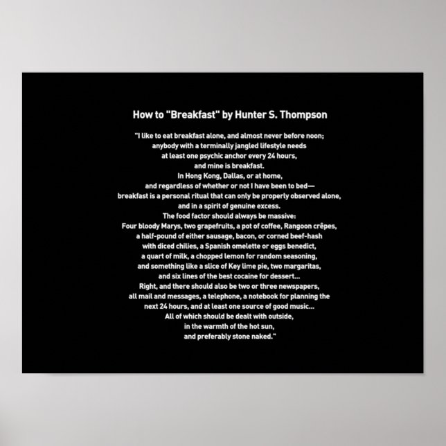 Póster Cómo desayunar de Hunter S Thompson (Frente)