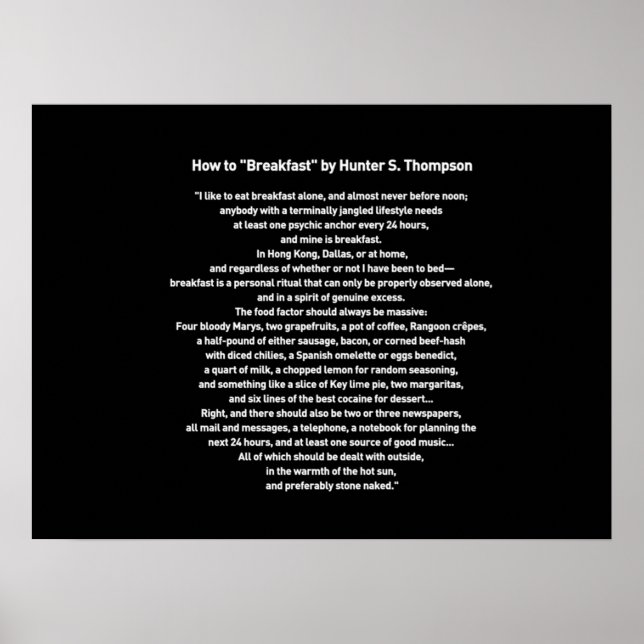 Póster Cómo desayunar por Hunter S Thompson (Frente)