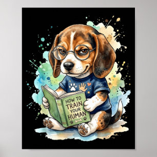Póster Cómo entrenar a un humano perro beagle divertido l