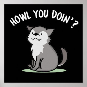 Póster Cómo Está Haciendo El Gracioso Bebé Wolf Pun Dark