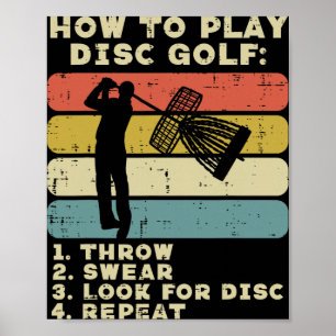 Póster Cómo Jugar Golf de Disco Atardecer Retro Golf de F