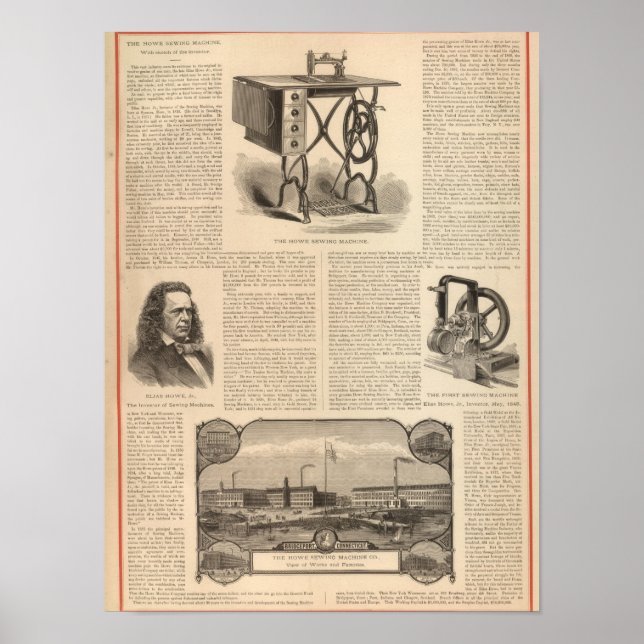 Póster Cómo masticar coser con boceto del inventor (Frente)