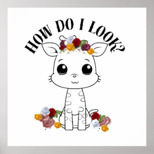 Póster ¿Cómo me veo? Girafa femenina bebé