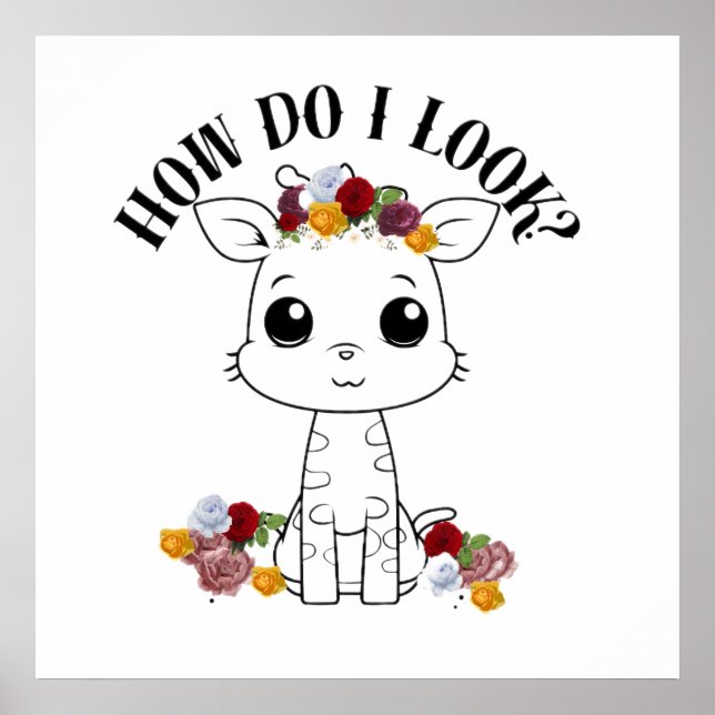 Póster ¿Cómo me veo? Girafa femenina bebé (Frente)