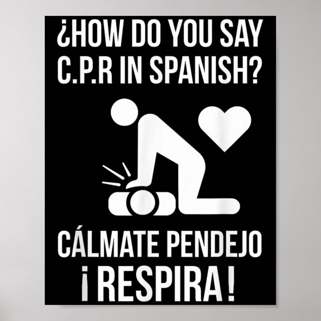 Póster Cómo Se Dice C.p.r En Español_ Calmate Y Respira (Frente)