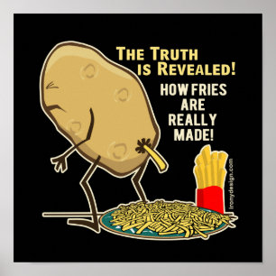 Póster Cómo se hacen realmente las patatas fritas Humor N