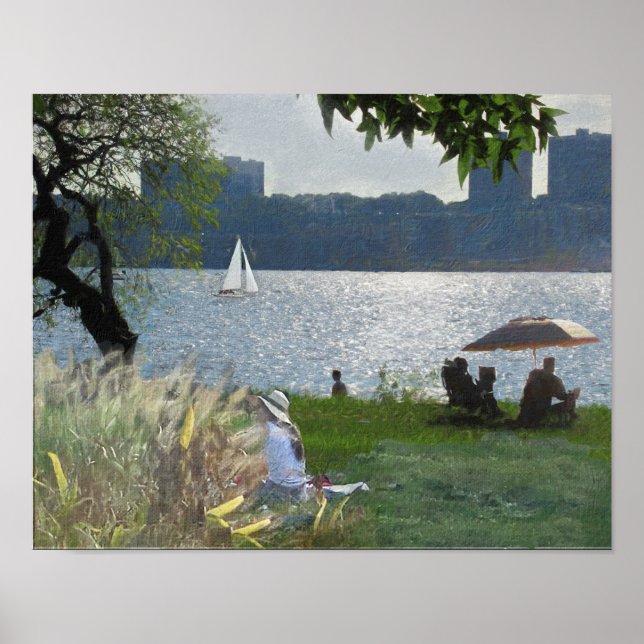 Póster COMO UN SEURAT PINTING Riverside Park NYC (Frente)