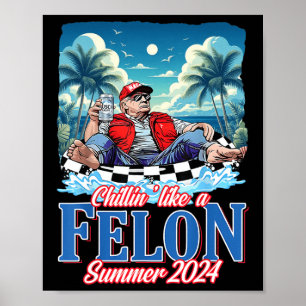 Póster Como Un Verano Felon Funny de Trump 2024