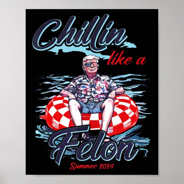 Póster Como Un Verano Retro Felón Rosa Gracioso Trump 202 (Frente)