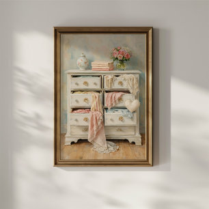 Póster Cómoda Vintage Shabby Chic