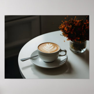 Póster Comodidad y simplicidad - Copa Latte cálida