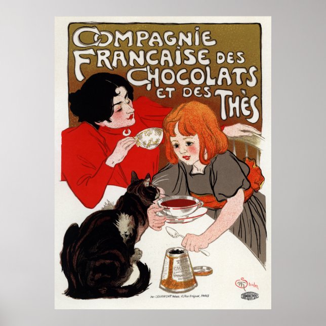 Póster Compagnie Francaise des Chocolats, Steinlen (Frente)