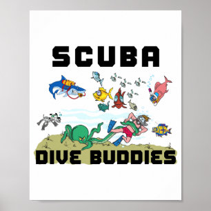Póster Compañero de buceo divertido