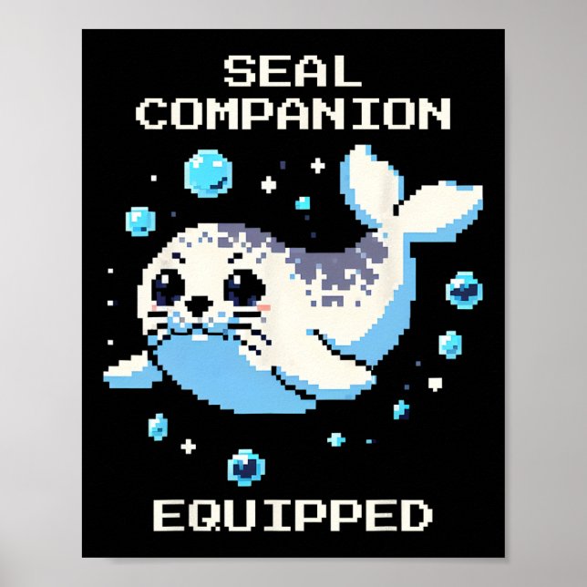 Póster Compañero de foca equipado Pixel Art Foca Vibracio (Frente)
