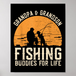 Póster Compañeros de pesca Abuelo y nieto Día del padre M