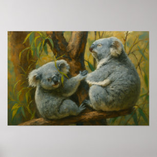 Póster Compañeros Koala - Par de vida salvaje realista
