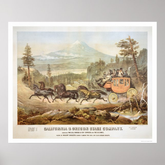 Póster Compañía de escenario de California y Oregon (Frente)
