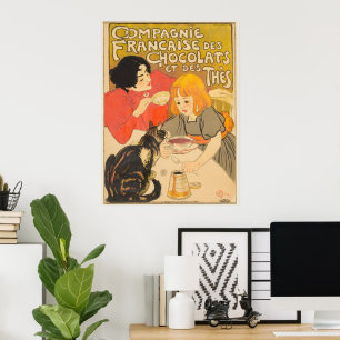Póster Compañía Francesa de Chocolates y Tés, Art Nouveau