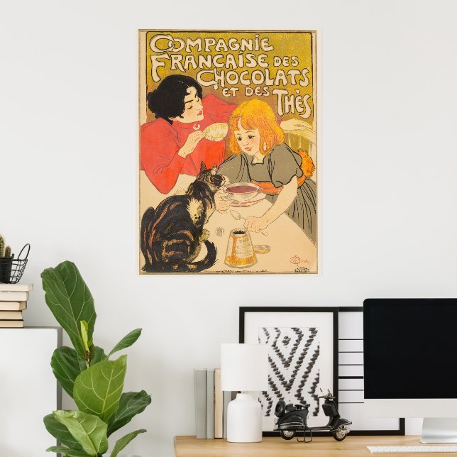 Póster Compañía Francesa de Chocolates y Tés, Art Nouveau (Oficina en casa)