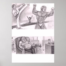 Póster Comparación ilustrada de la aptitud física y la Se