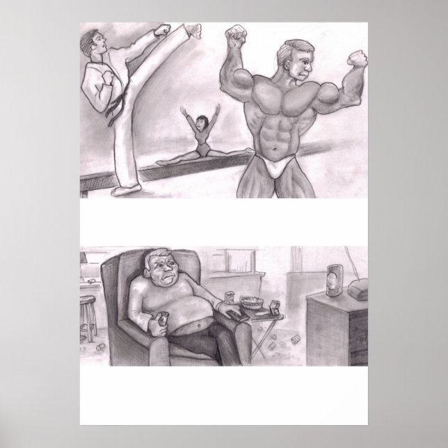 Póster Comparación ilustrada de la aptitud física y la Se (Frente)