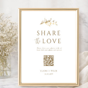 Póster Comparte el Amor, Elegante Letrero de Código QR de