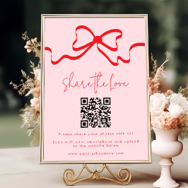 Póster Comparte el código QR del Boda Love Red Bow