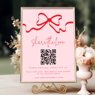 Póster Comparte el código QR del Boda Love Red Bow