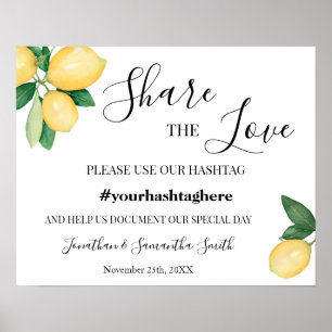 Póster Comparte Lemons, Boda de la etiqueta Love