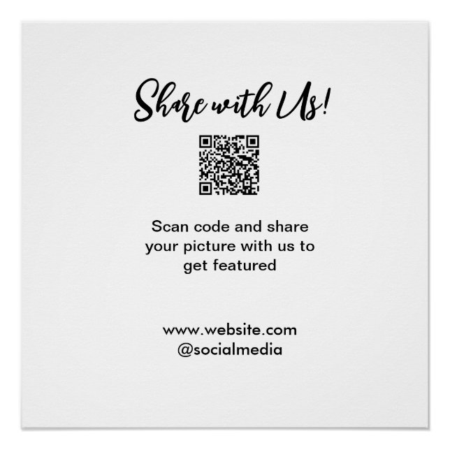 Póster Comparte tu imagen escanea código QR añade sitio w (Anverso)