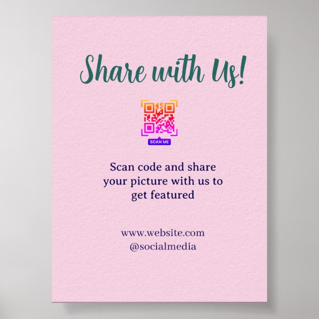 Póster Comparte tu imagen escanea código QR añade sitio w (Frente)