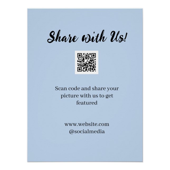 Póster Comparte tu imagen escanea código QR añade sitio w (Anverso)
