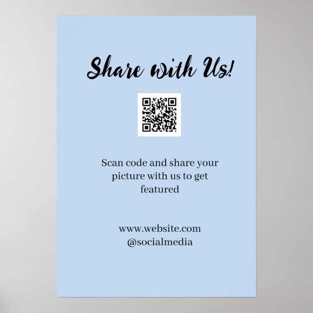 Póster Comparte tu imagen escanea código QR añade sitio w (Frente)