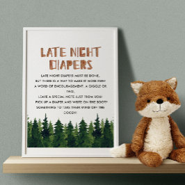 Póster Compartimientos nocturnos Woodland Baby Shower Gam