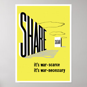 Póster Compartir azúcar - Segunda Guerra Mundial